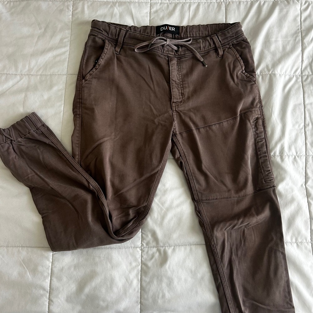 DU/ER Performance No Sweat Jogger Brown Pants 32x29(28) Utility Durable Travel